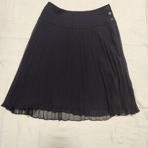 Anne Klein womens business or party pleated black skirt  4p 100% silk